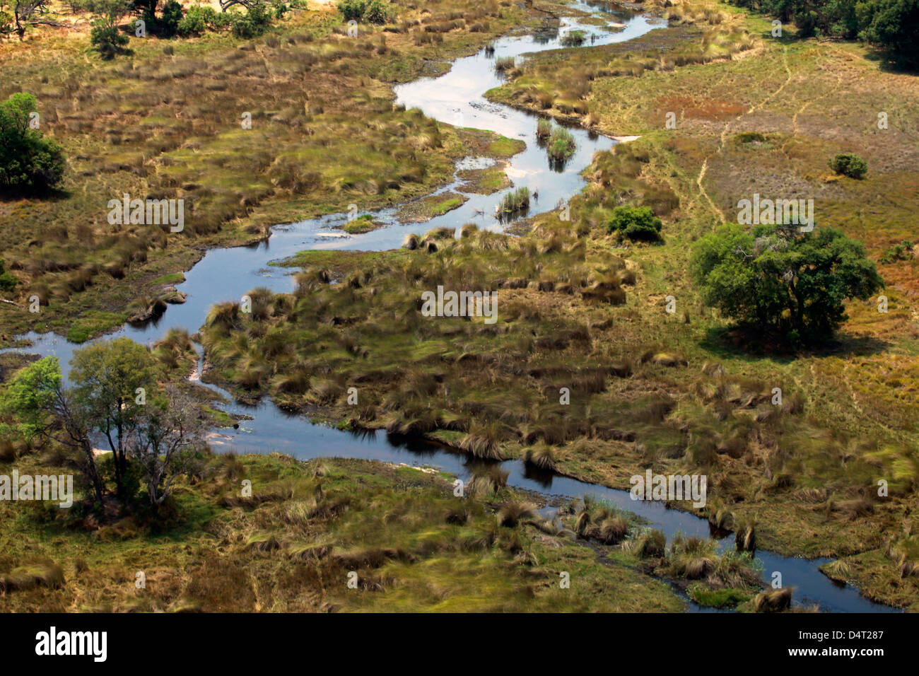 Il Botswana, Okavango Delta. Tributario Okavango e il paesaggio. Foto Stock