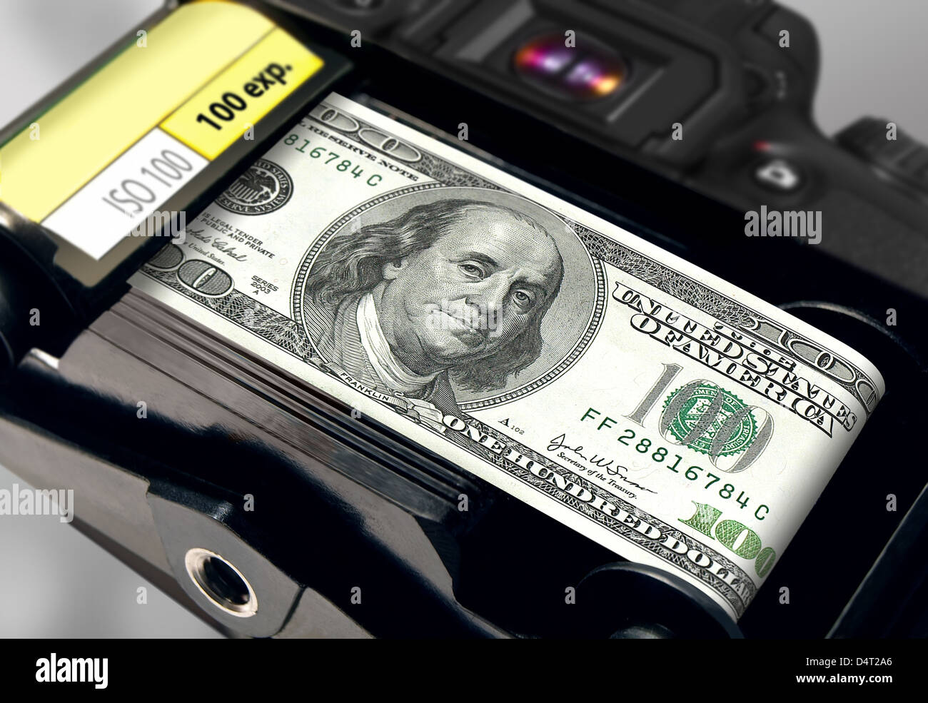 Dollaro come film in camera Foto Stock