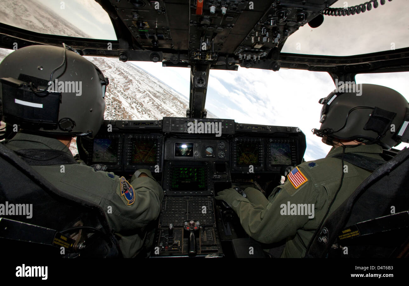 La vista del cockpit di un CV-22 Osprey. Foto Stock