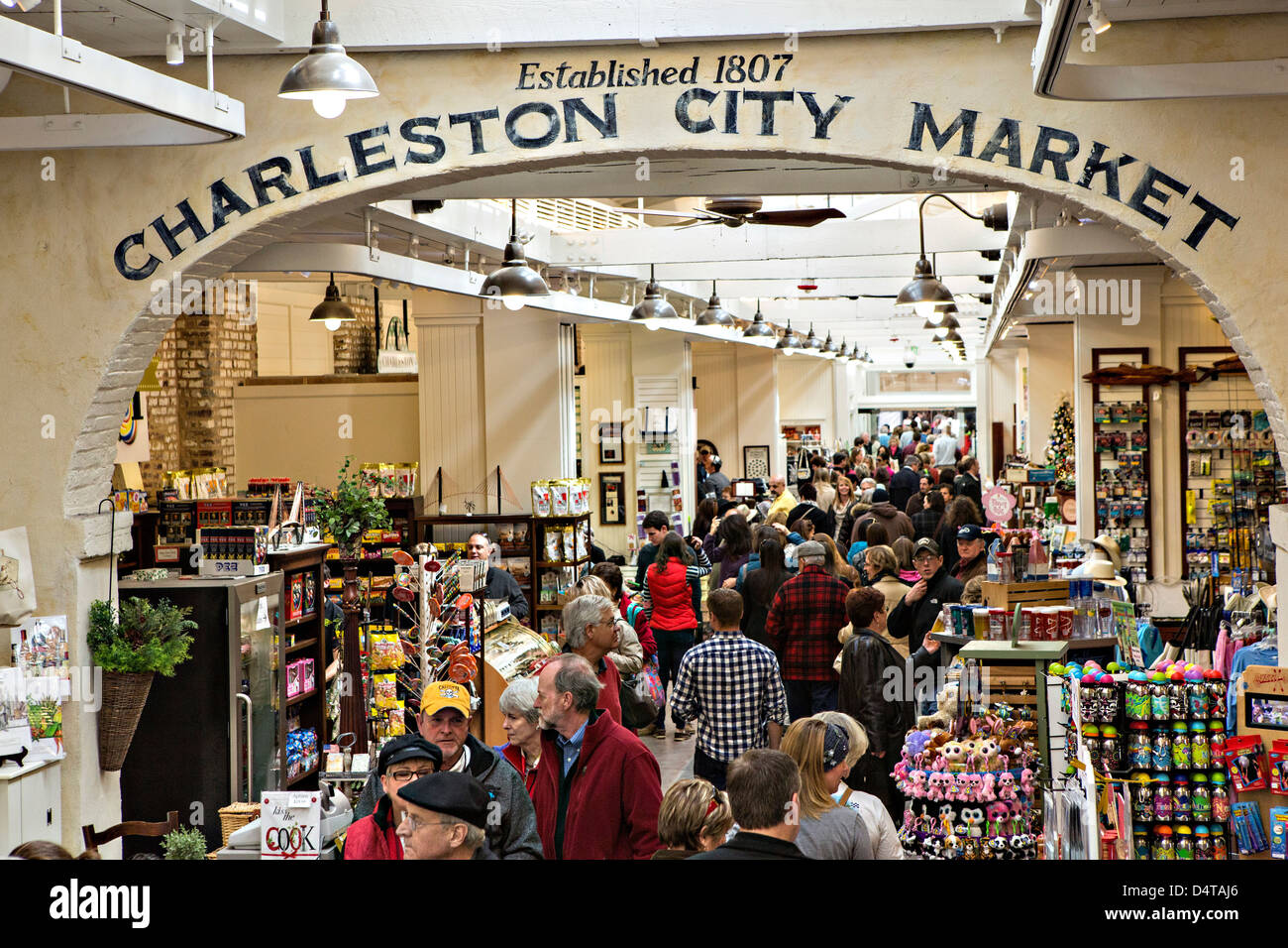 Charleston storica città mercato su Market Street a Charleston, Sc. Foto Stock