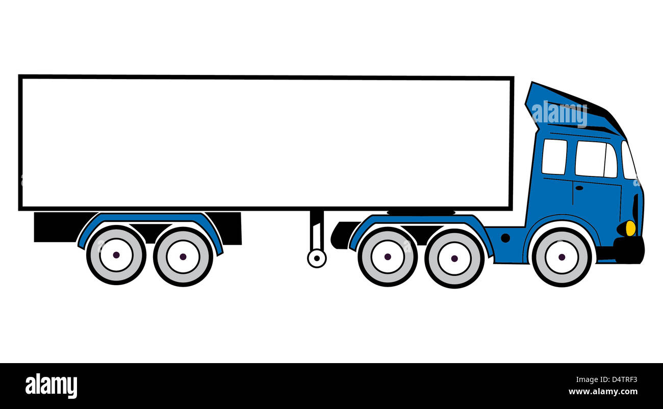 Disegno di un trattore con semirimorchio per il trasporto di merci Foto  stock - Alamy