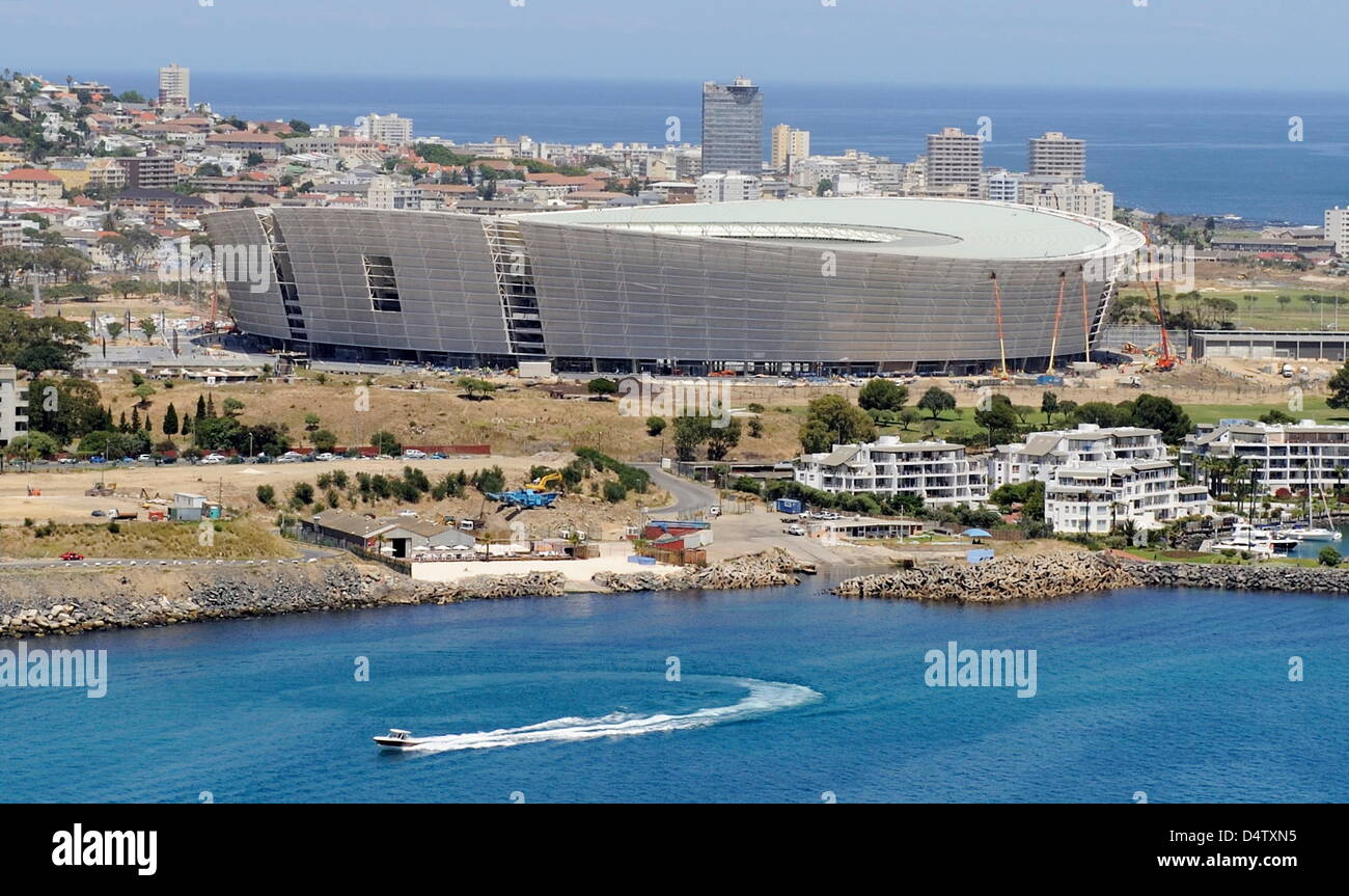 Il Greenpoint Stadium raffigurato nella Città del Capo, Germania, 02 dicembre 2009. Lo stadio ospiterà il gruppo cinque partite della fase, un ultimo 16 match e una semifinale della Coppa del Mondo FIFA 2010 in Sud Africa. Foto: Bernd Weissbrod Foto Stock