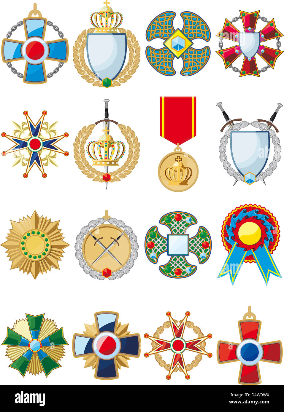 Set di varie medaglie Foto Stock