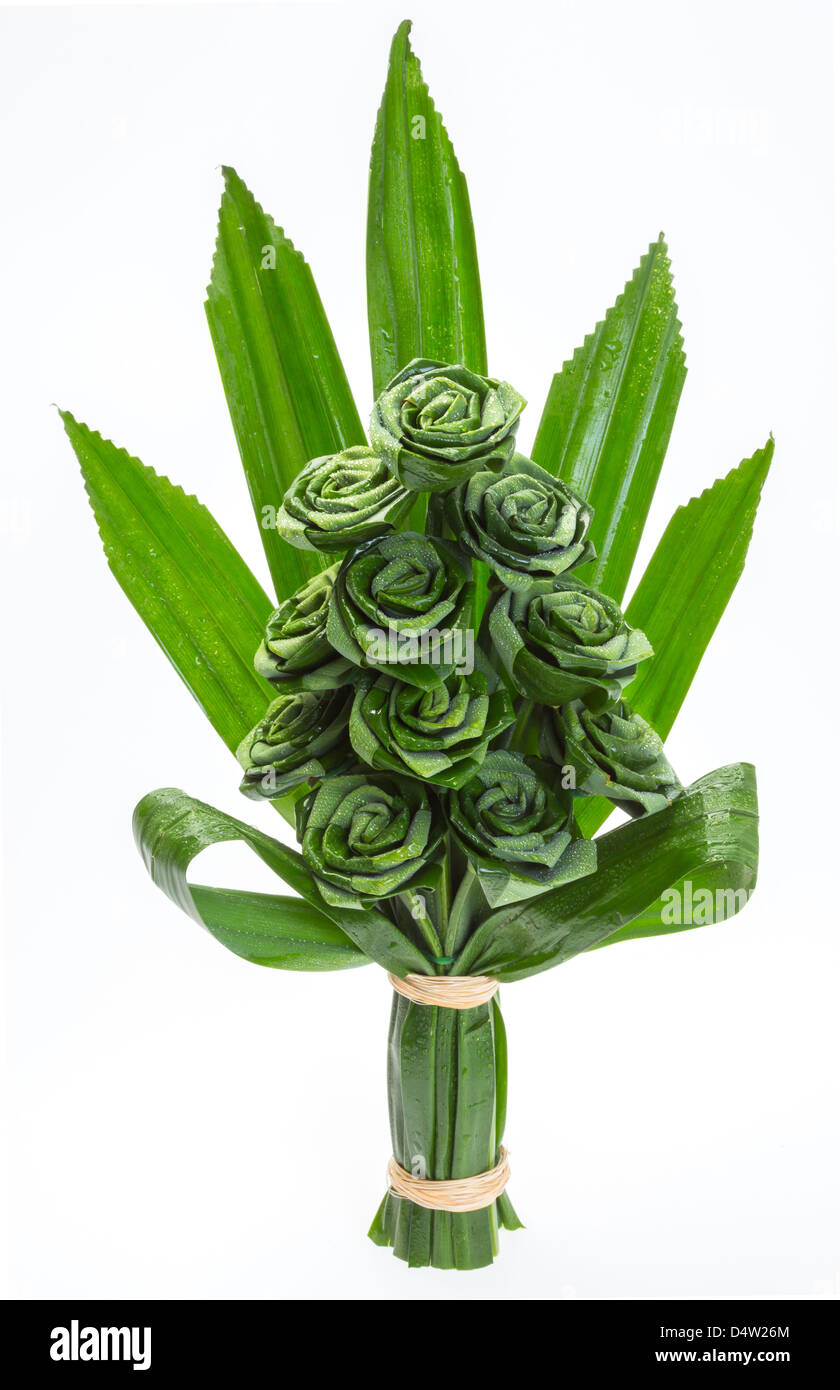 Verde fiore realizzato da pandan leaf Foto Stock