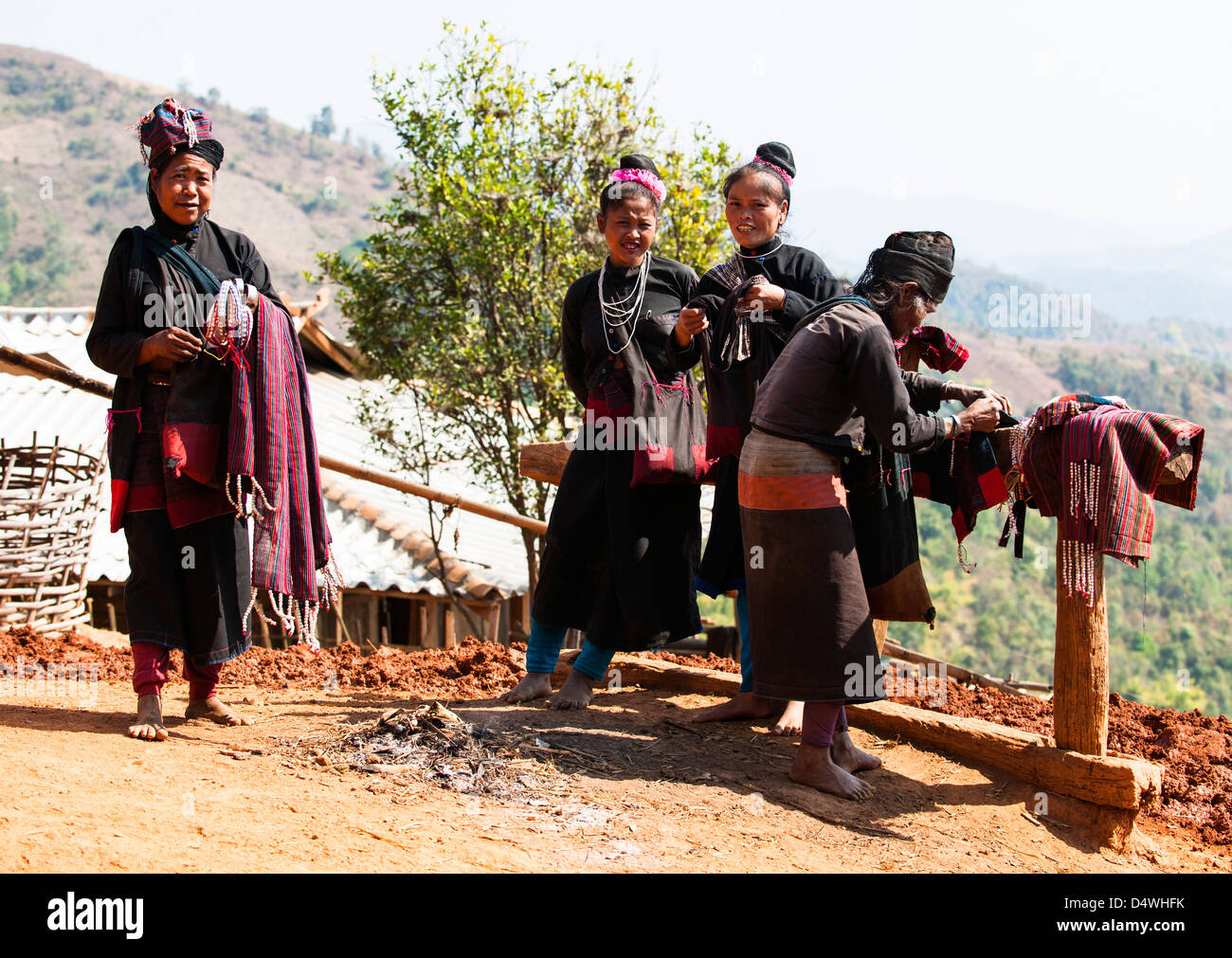 Le donne da Ann hill tribe, Kyaing Tong, Stato Shan, Birmania (Myanmar) Foto Stock