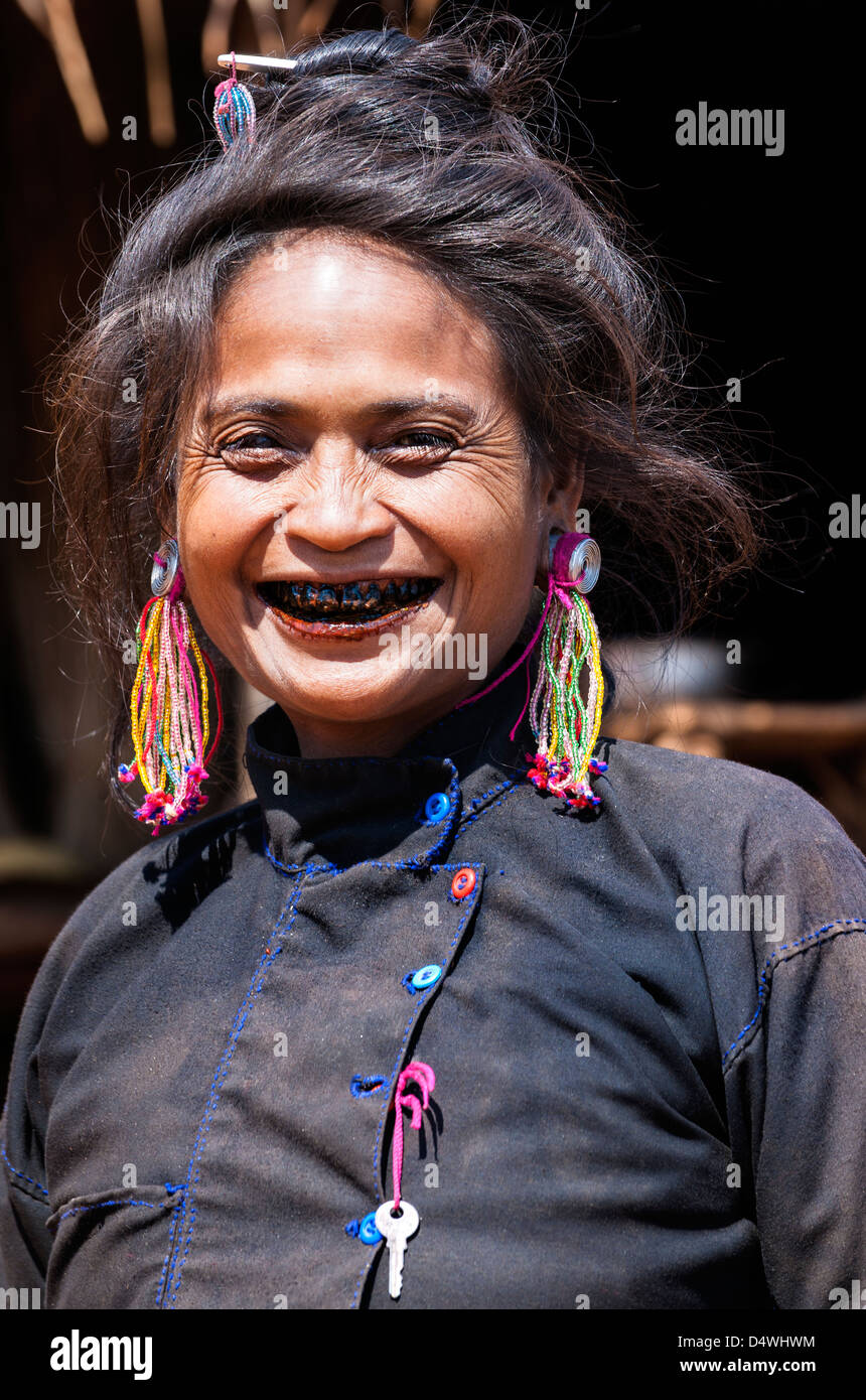 Una donna da Ann hill tribe, Kyaing Tong, Stato Shan, Birmania (Myanmar) Foto Stock