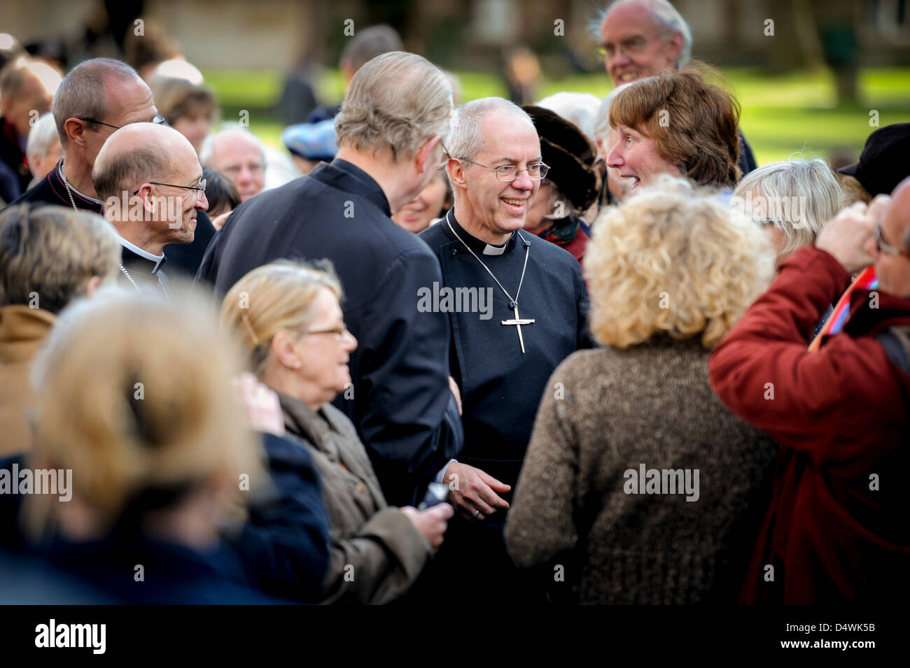 Chichester, Sussex, Regno Unito. Xix Marzo 2013. L Arcivescovo di Canterbury Justin Welby, visite Chichester Cathedral in West Sussex sul suo cammino di preghiera in anticipo la sua intronizzazione più tardi questa settimana. Credito: Jim Holden / Alamy Live News Foto Stock