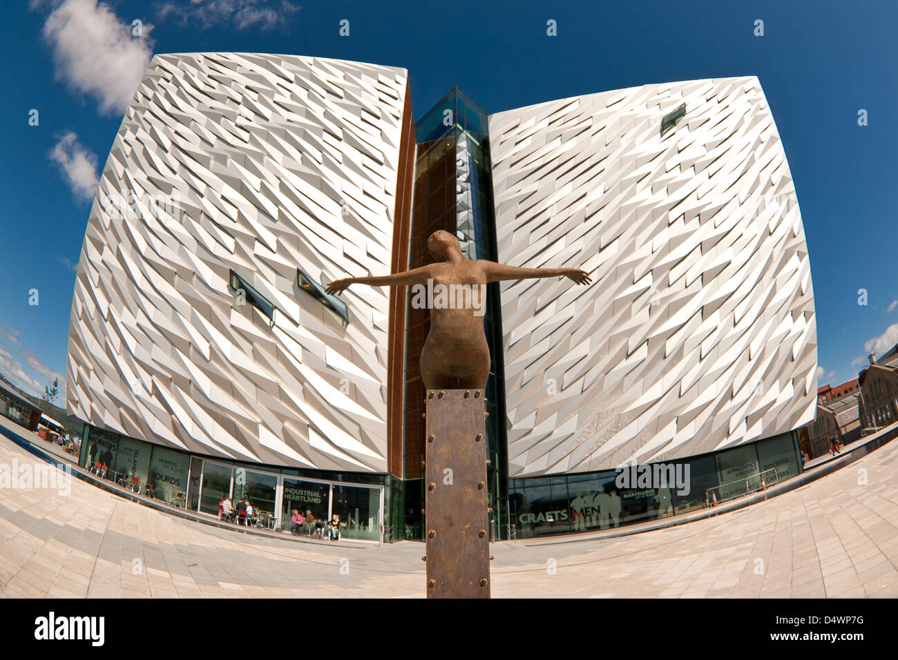Firma di Titanic building museum belfast titanic quarter attrazione turistica Foto Stock