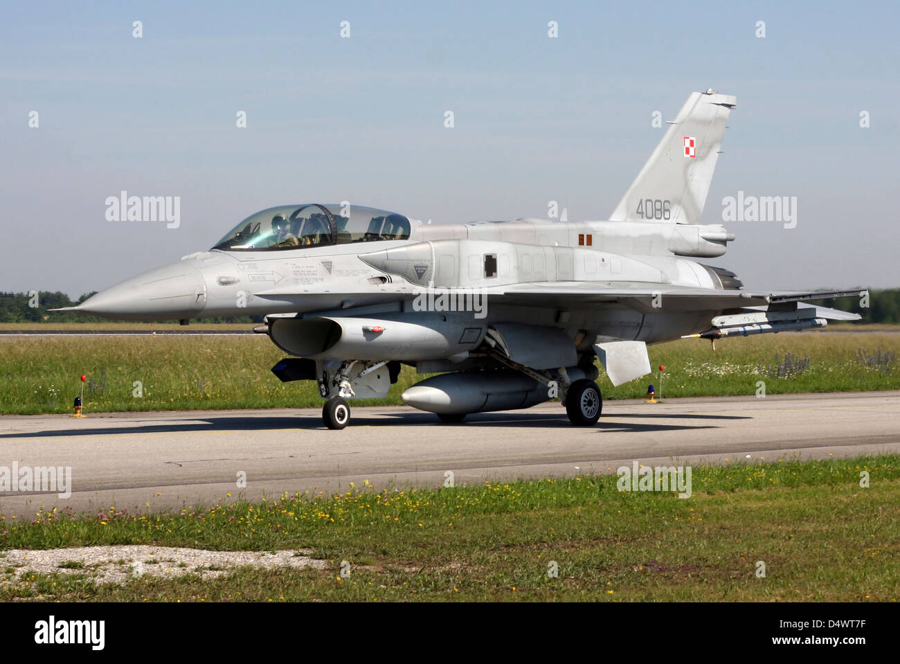Il polacco F-16D Blocco 52 durante l'esercizio ELITE, Lechfeld Airfield, Germania. Foto Stock