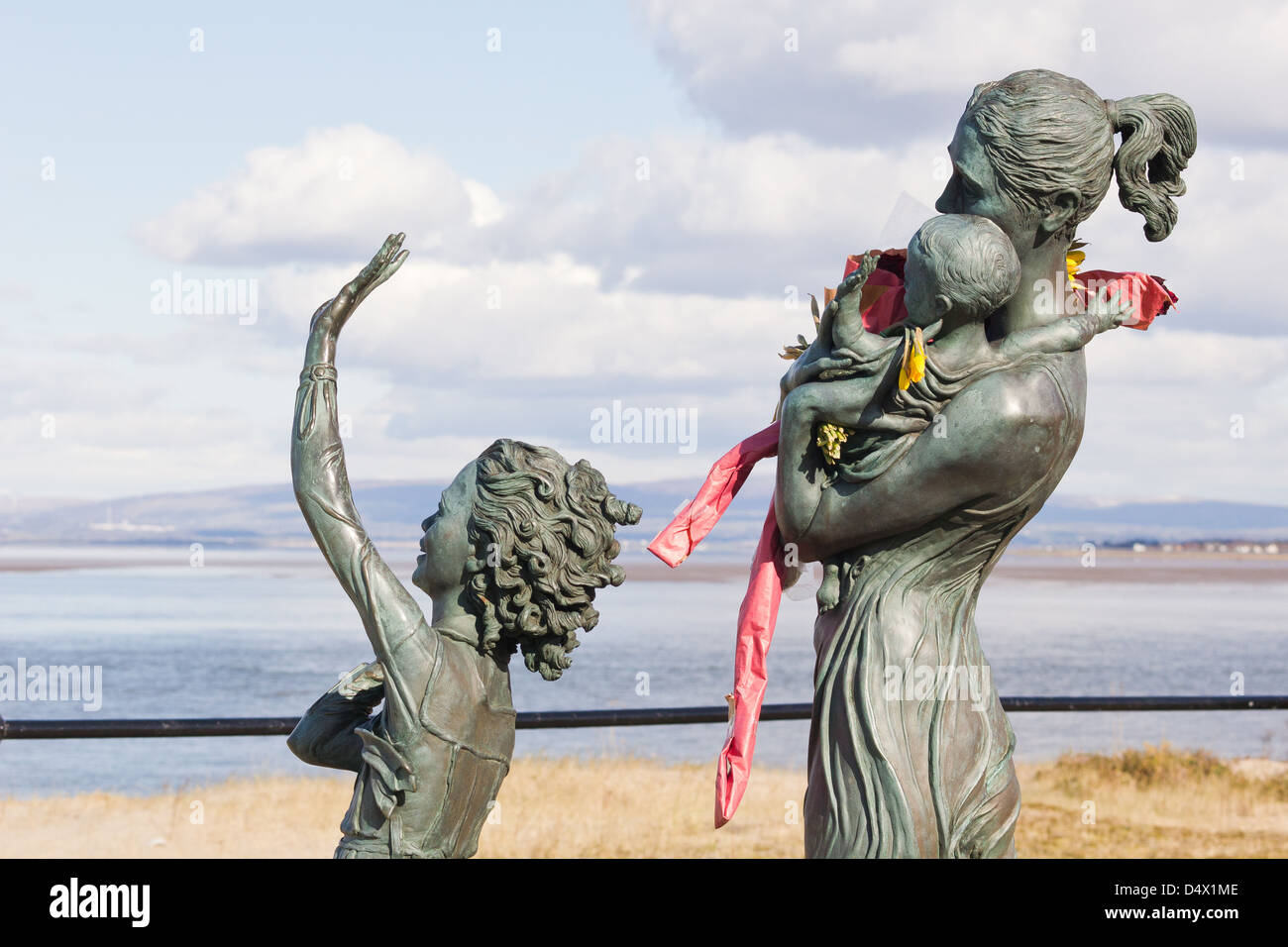 Il Welcome home statua a Fleetwood, Lancashire, Inghilterra Foto Stock