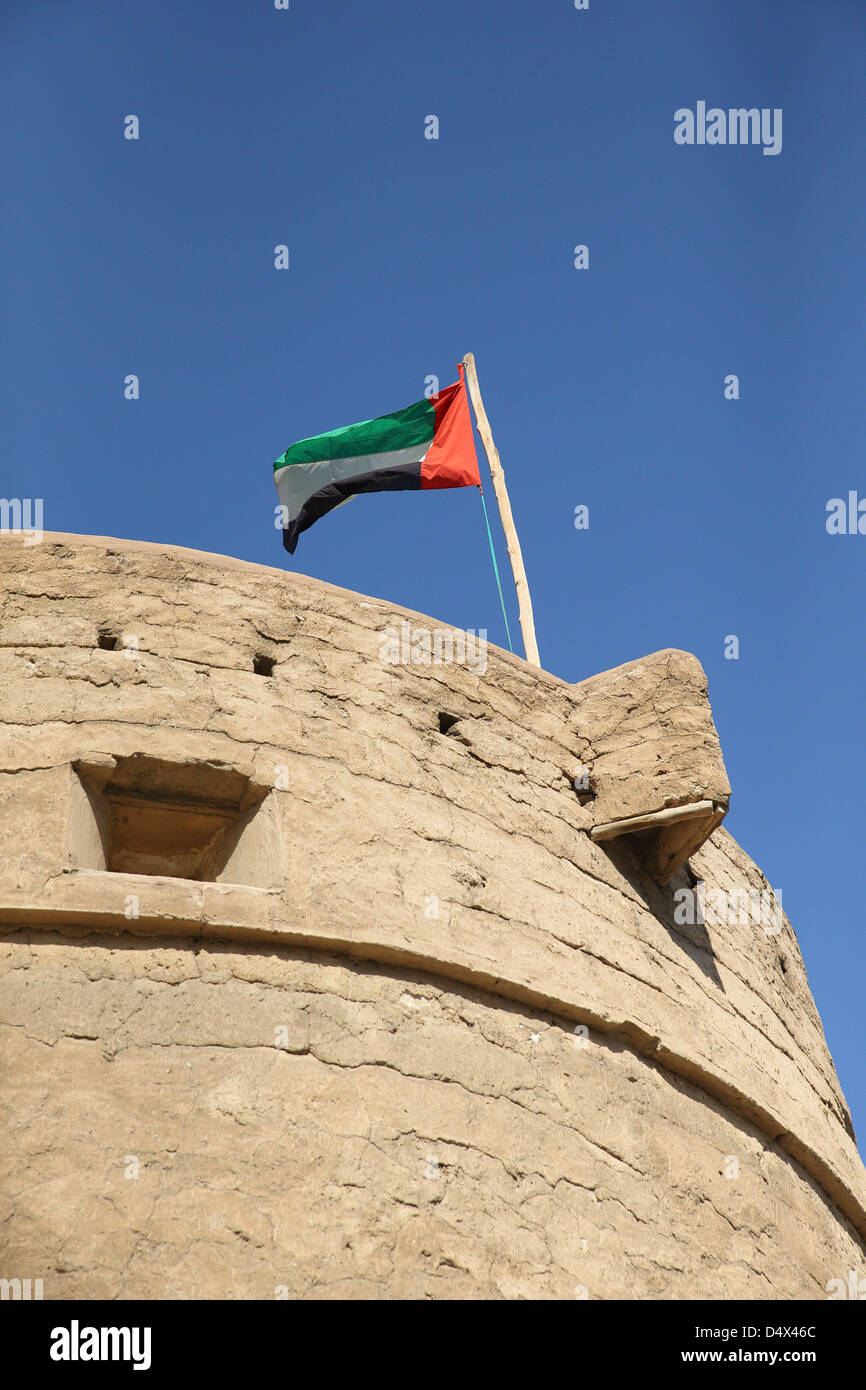 Bandiera degli Emirati arabi uniti al museo di Dubai, Dubai, Emirati Arabi Uniti Foto Stock