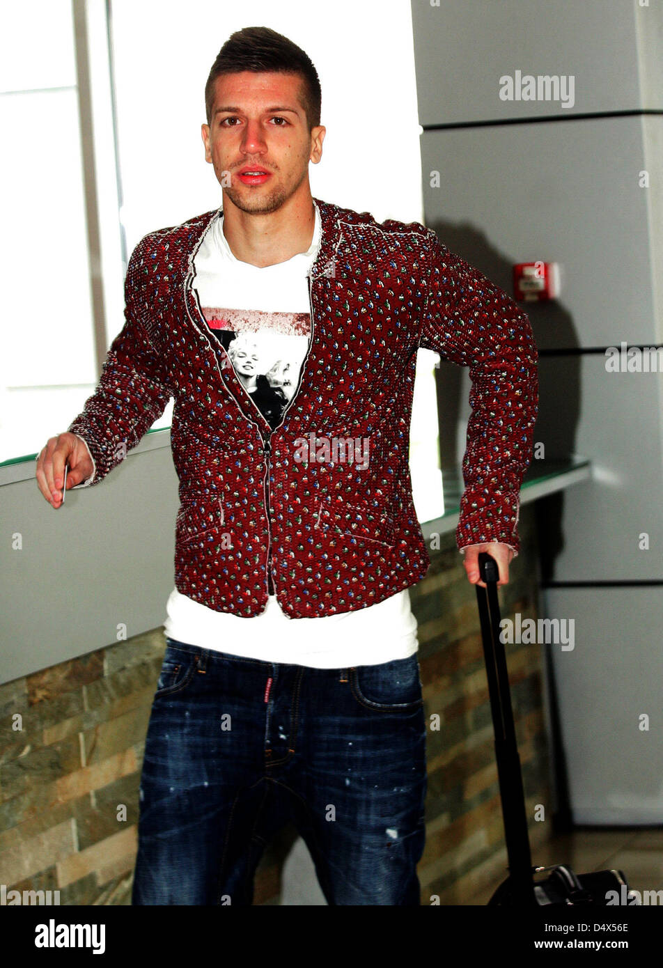 19.03.2013 Stara Pazova(Serbia) Riunione di Serbia national gli uomini della squadra di calcio prima di qualificare il match contro la Croazia. Matij Nastasic FC Manchester City player Foto Stock