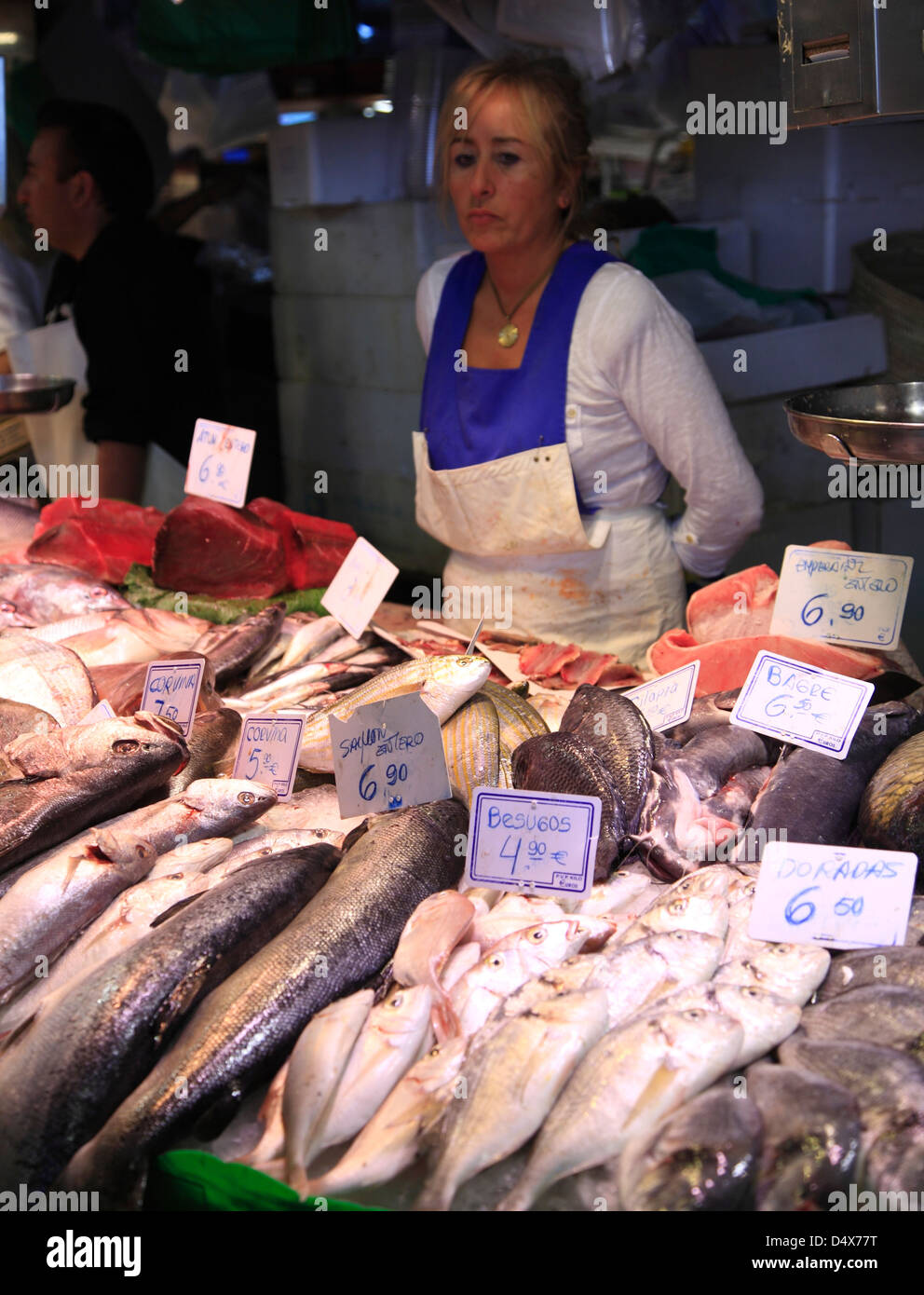 Mercat de la Boqueria vicino a Ramblas, Raval, Barcellona, Spagna Foto Stock