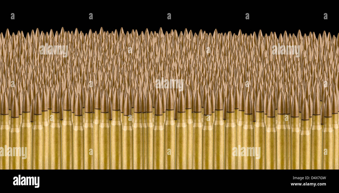 Mare di proiettili su nero Foto Stock