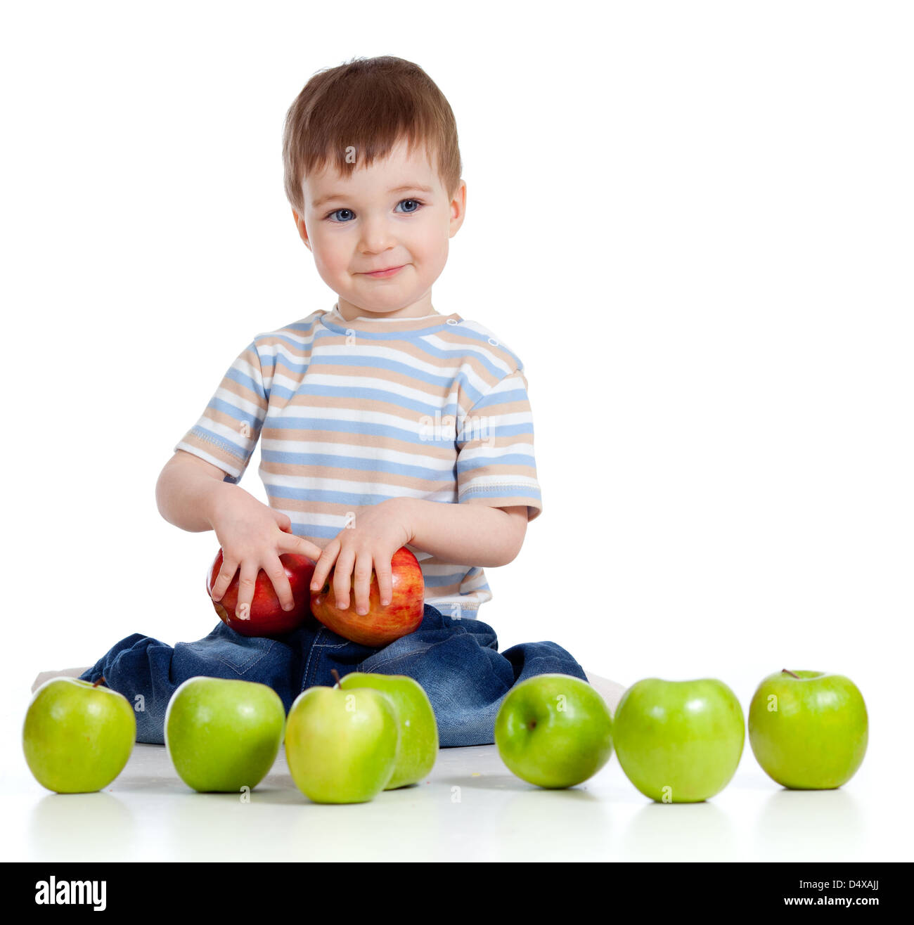 Baby boy con cibo sano Foto Stock