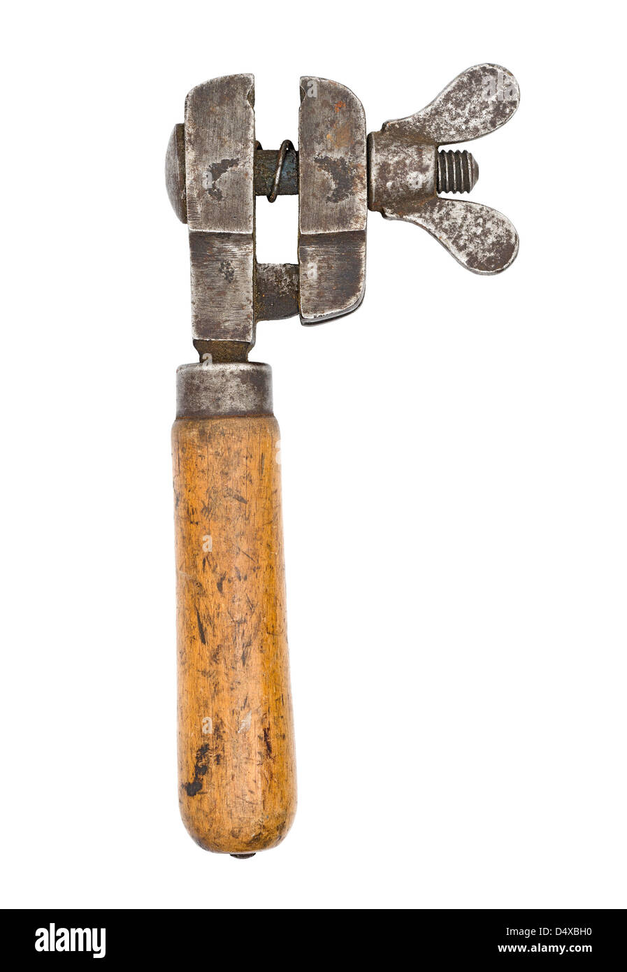 Il vecchio gli strumenti a mano per fissaggio del filo. Con manico in legno Foto Stock