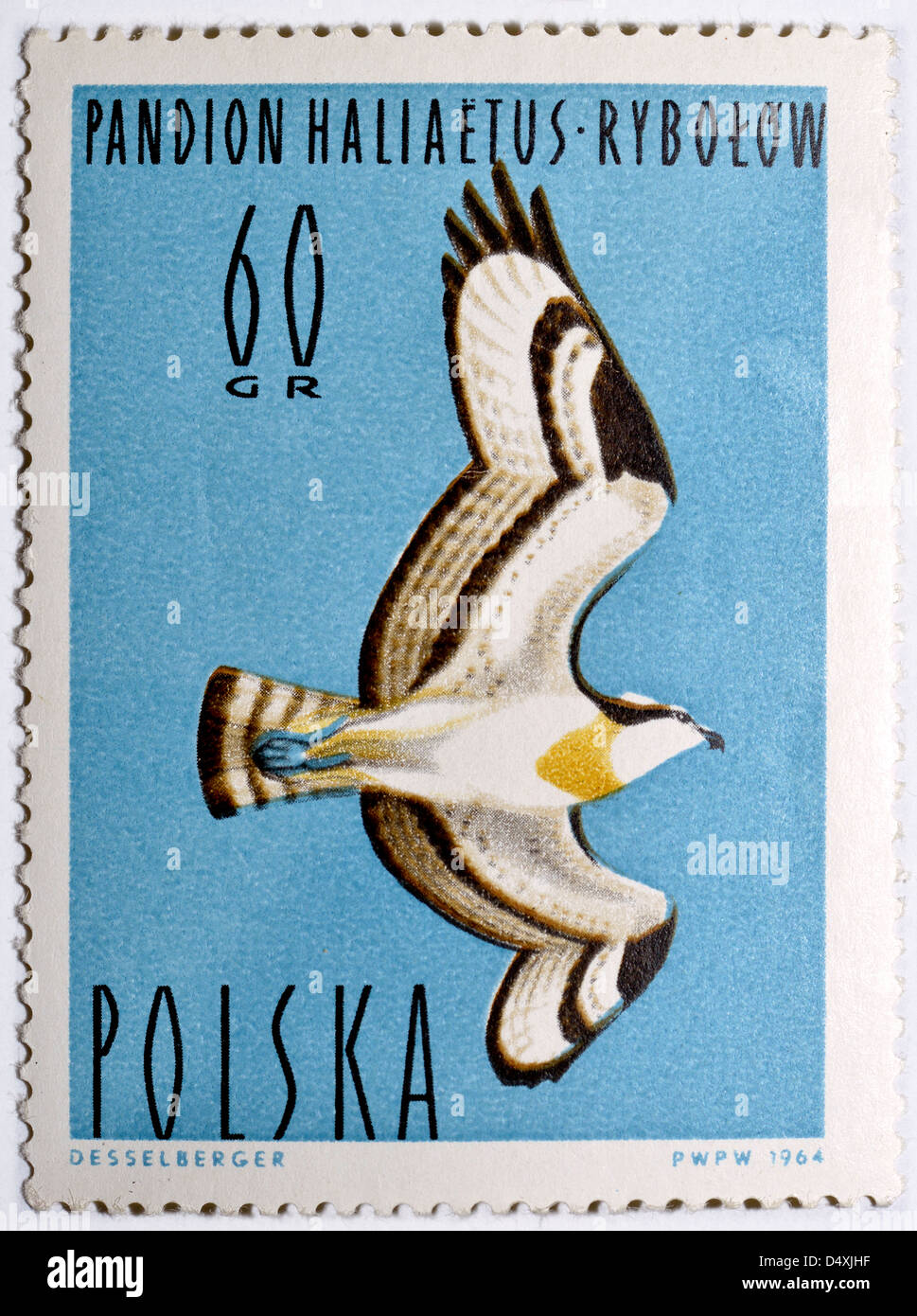 Il polacco francobollo con falco pescatore (Pandion haliaetus) Foto Stock