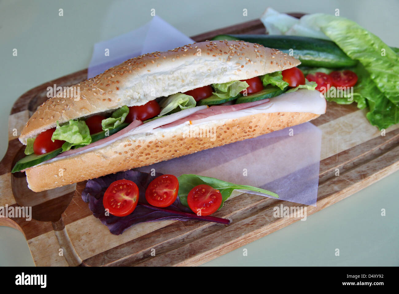 Sandwich con affettati di tacchino e carne di manzo Foto Stock