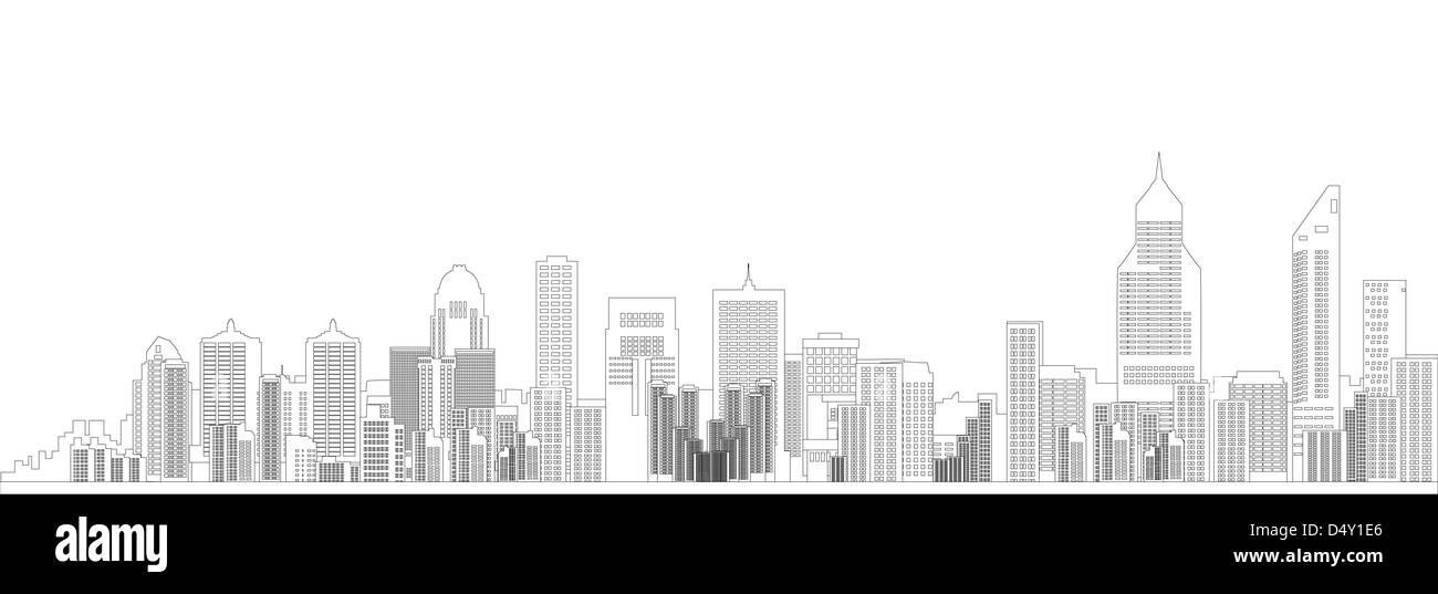 Occupato dello skyline della città con architettura delle abitazioni e degli altri edifici Foto Stock Occupato dello skyline della città con architettura delle abitazioni e degli altri edifici Foto Stock