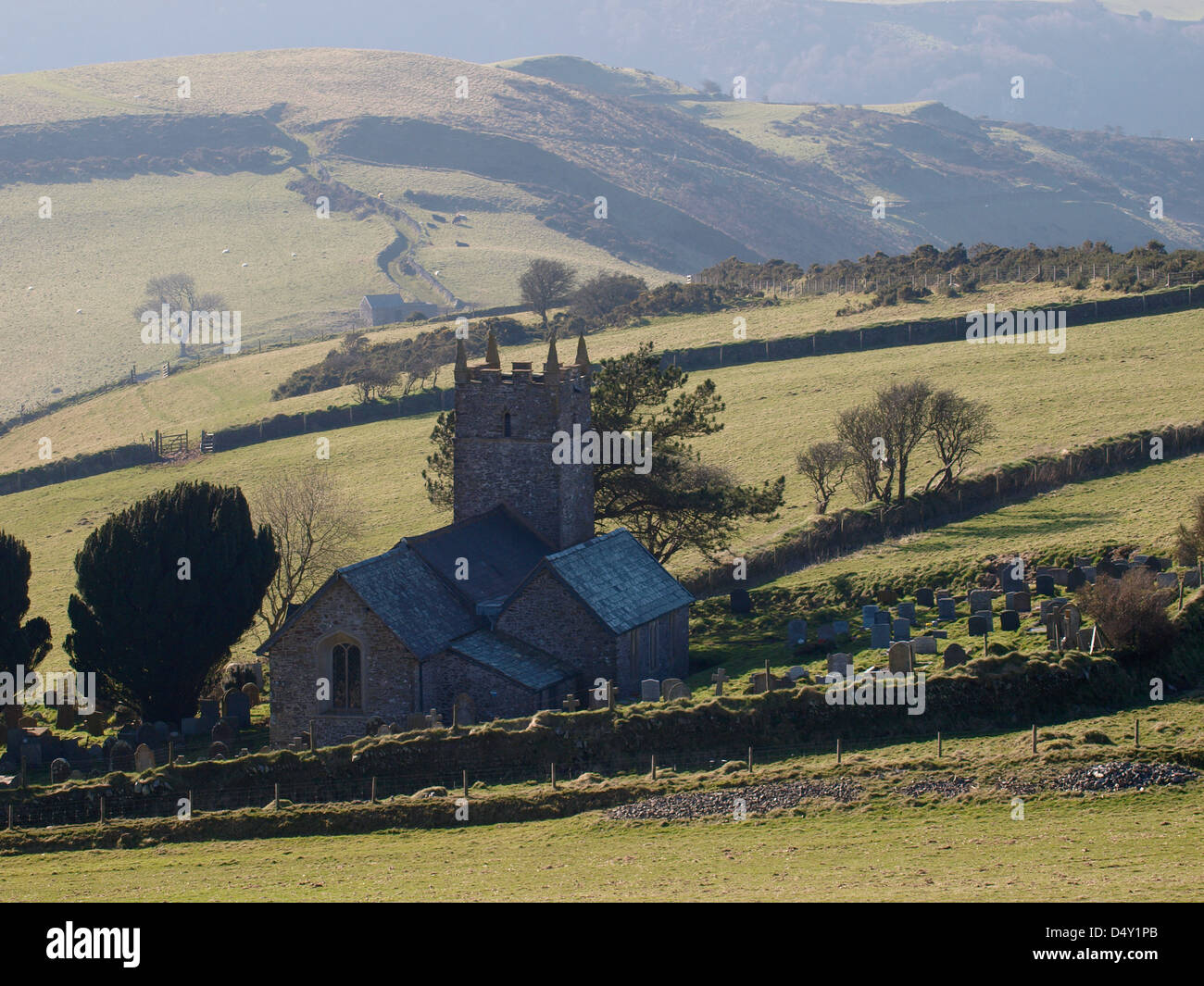 Chiesa Countisbury, sulla collina sopra, Lynmouth Exmoor, Devon, Regno Unito Foto Stock