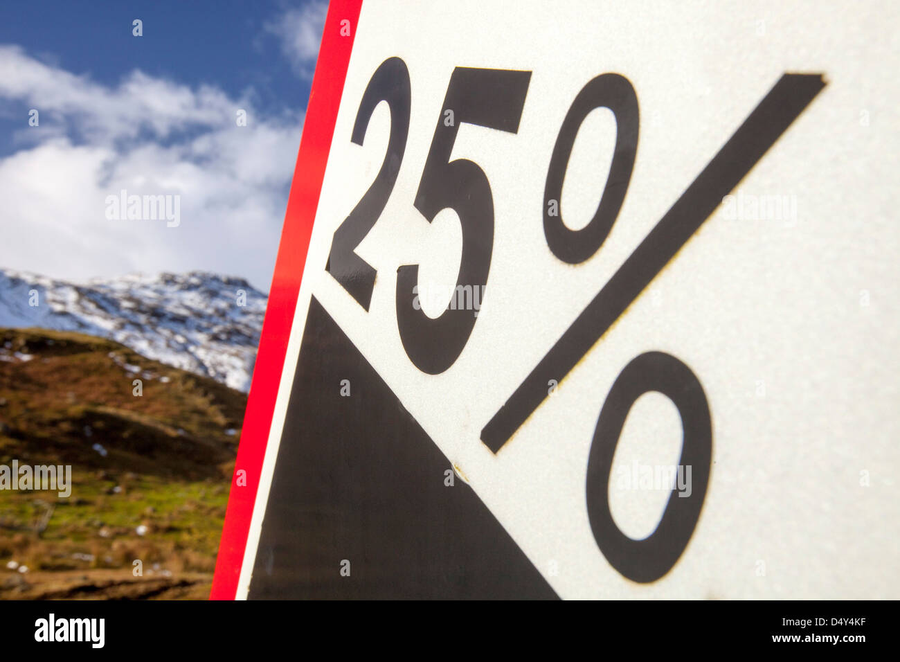 Una ripida strada segno sopra Langdale, Lake District, UK. Foto Stock