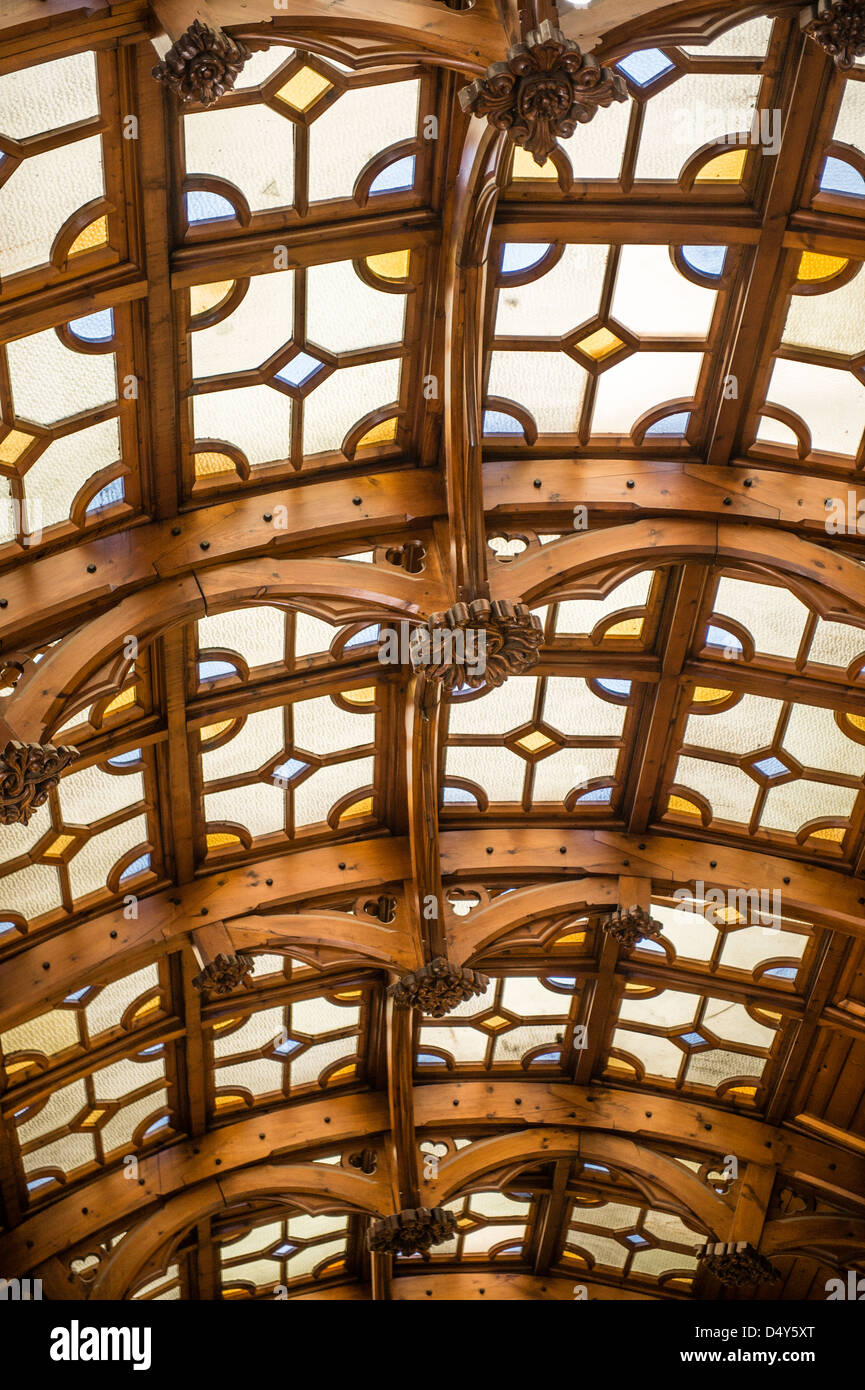 Dettaglio interni, Aberystwyth University 'Old College' Vittoriana di alta architettura gotica. Wales UK Foto Stock
