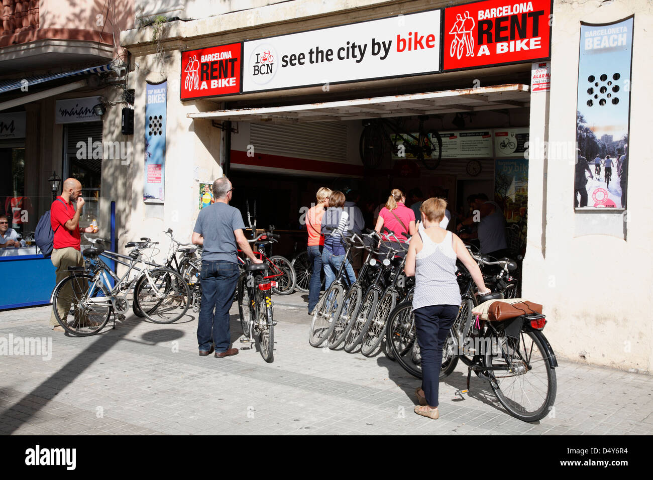 Potete noleggiare una bicicletta nel, Barcellona, Spagna Foto Stock