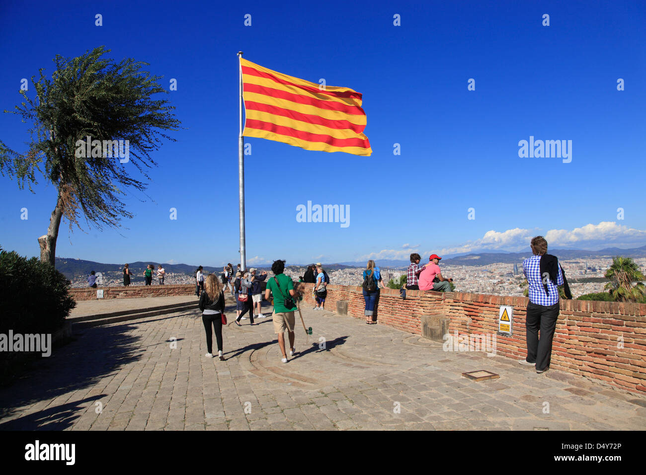 Vista dal castello de Montjuic, Barcellona, Spagna Foto Stock