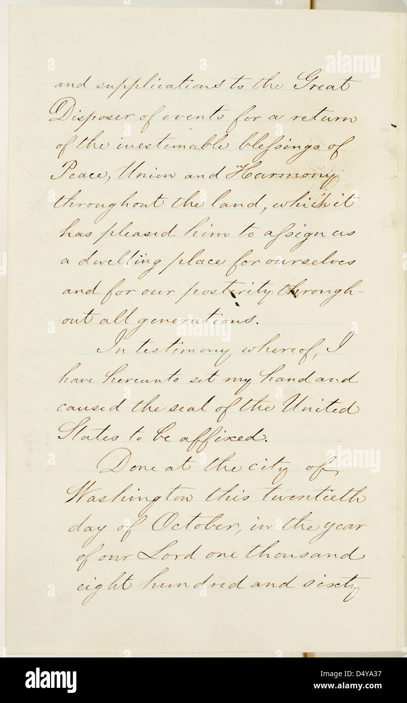 Annuncio presidenziale 118 (Giorno del Ringraziamento, 1864) (pagina 4 di 5) Foto Stock