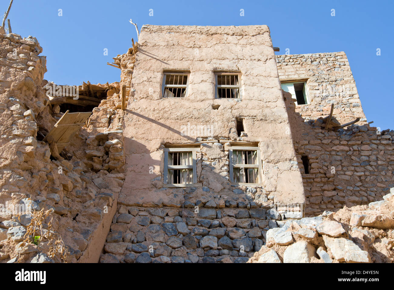 Villaggio abbandonato, Wadi Bani Habib, Oman Foto Stock