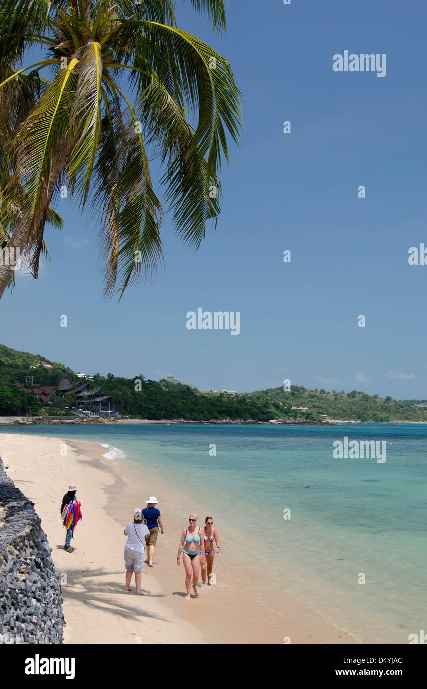 Thailandia, isola di Ko Samui (aka Koh Samui), la spiaggia di Chaweng. Popolare spiaggia sul golfo della Thailandia. Foto Stock