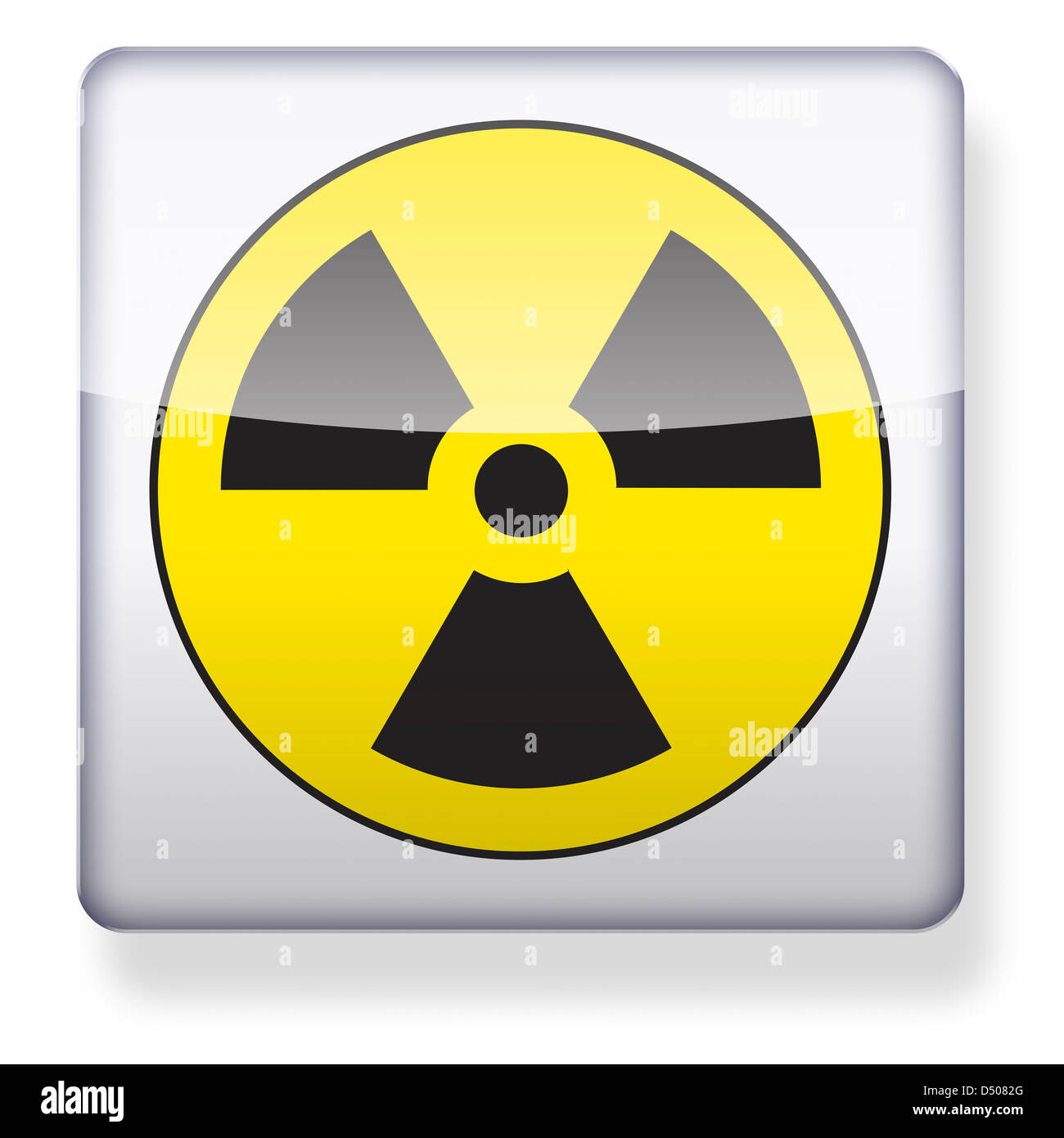 Logo radioattivo come l'icona di un'app. Percorso di clipping incluso. Foto Stock