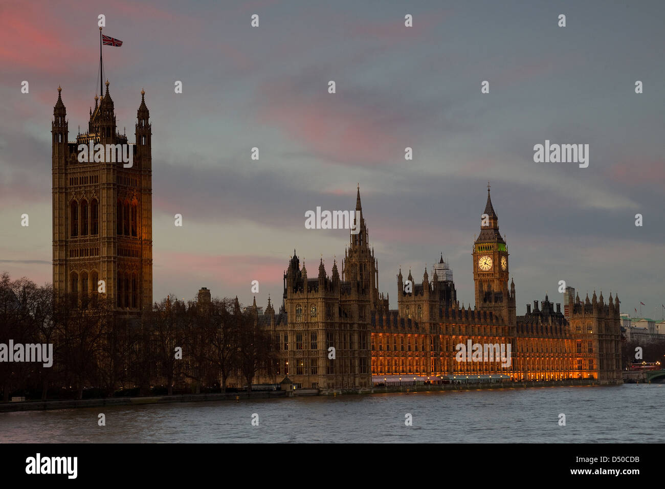 Il parlamento di Westminster di England-House Commons e House of Lords atto di unione 1707 Foto Stock