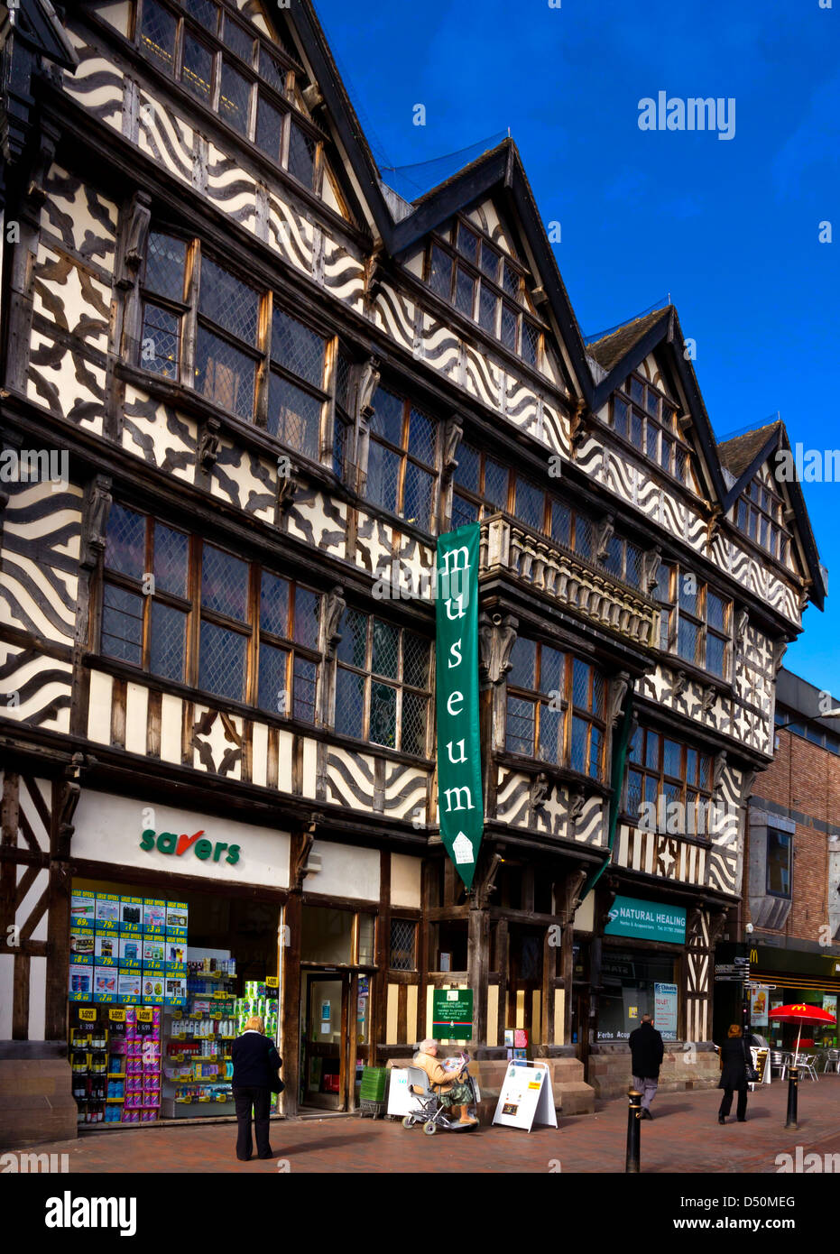 Elizabethan Antica Casa Alta in Stafford Staffordshire la più grande struttura di legno town house in Inghilterra ora utilizzato come un museo Foto Stock