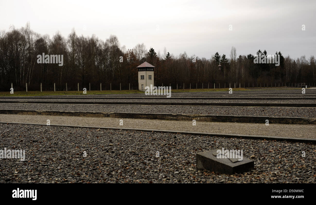 Campo di Concentramento di Dachau. Campo nazista di prigionieri aperto nel 1933. Sito dove la caserma sono stati. Posizione della baracca 2. Foto Stock