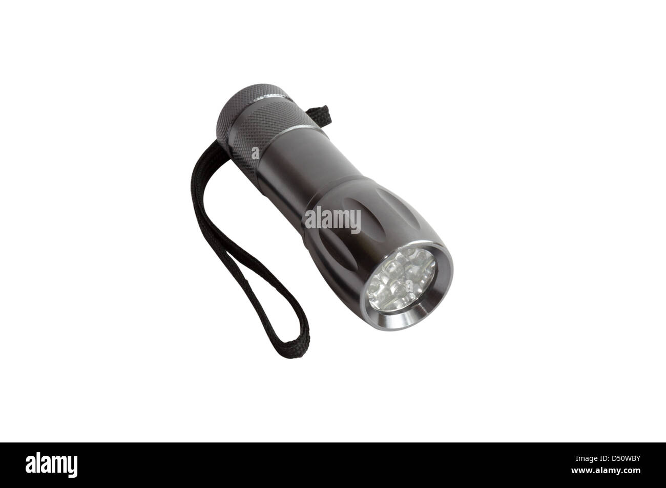 Metallo lampada tascabile isolato su bianco con tracciato di ritaglio Foto Stock