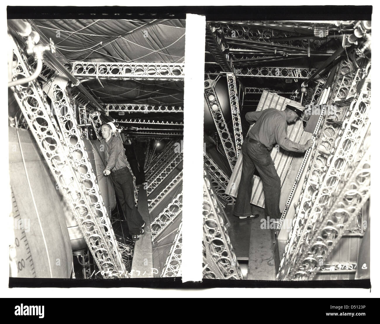 Due Fotografia della passerella sulla USS Akron, ca. 1933 Foto Stock