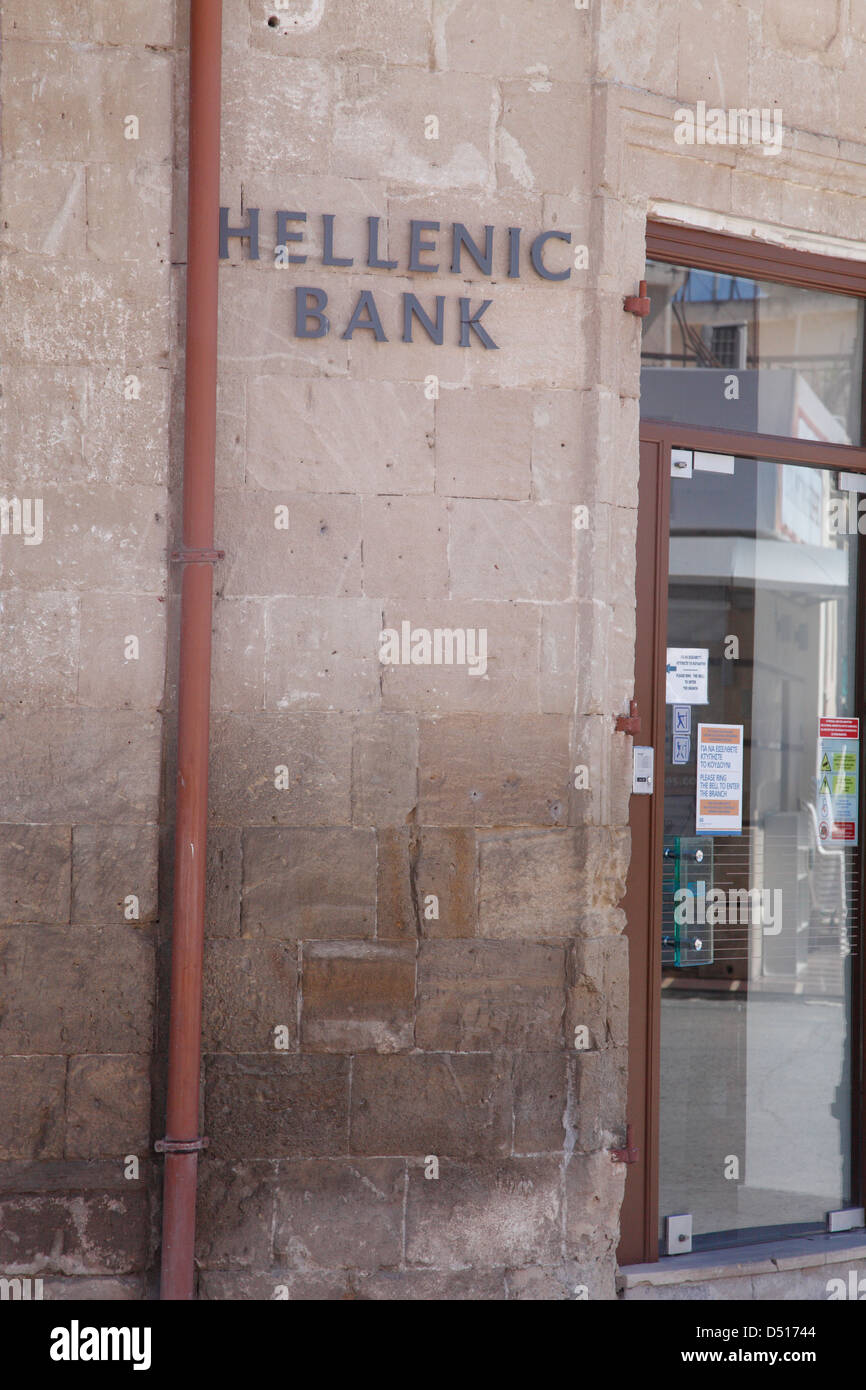 18 marzo 2013 Banca ellenica a Polis, Cipro ha chiuso a causa nazionale crisi finanziaria Foto Stock