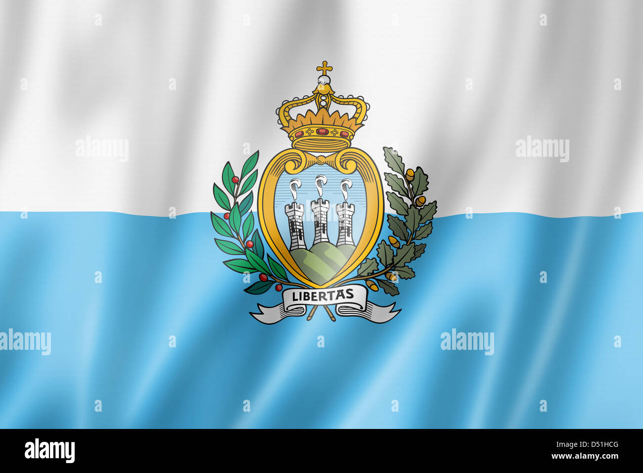 San Marino bandiera, tridimensionale, rendering texture satinata Foto Stock