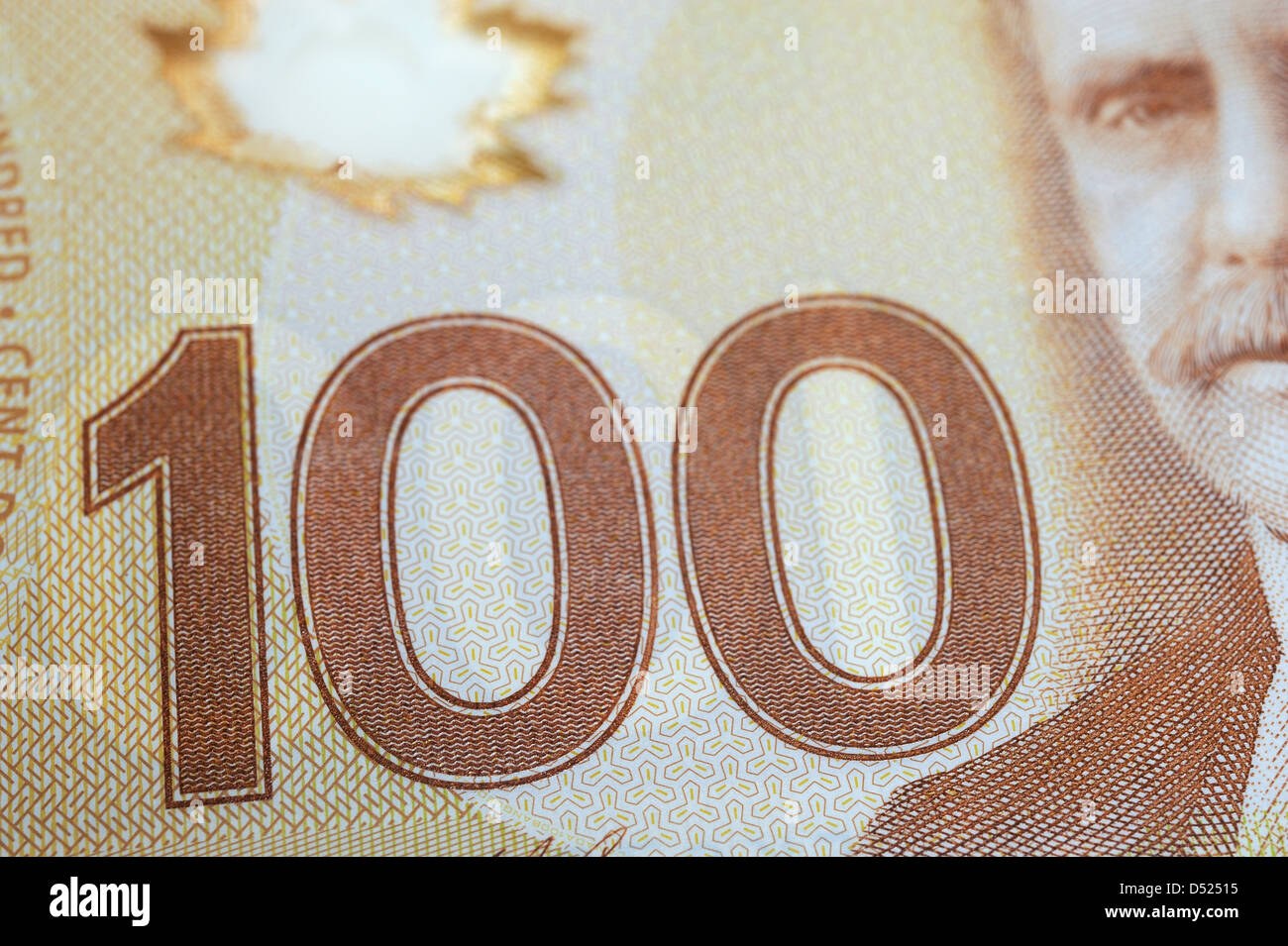 Plastica canadese di un centinaio di dollari. Foto Stock