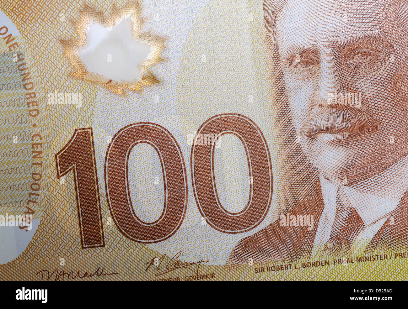 Plastica canadese di un centinaio di dollari. Foto Stock