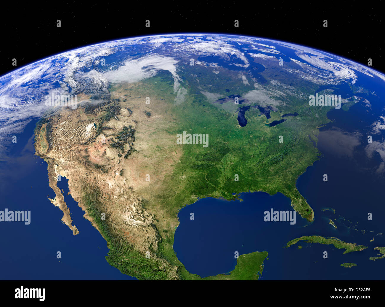 La Terra vista dallo spazio, America del Nord Foto Stock