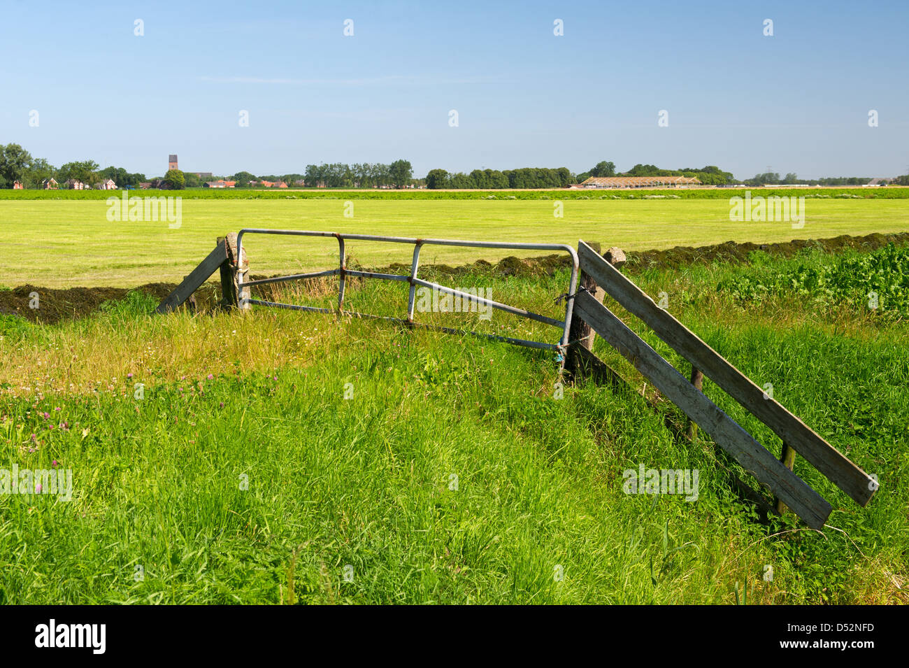 Paesaggio olandese con piccolo villaggio Stedum nella provincia di Groninga Foto Stock