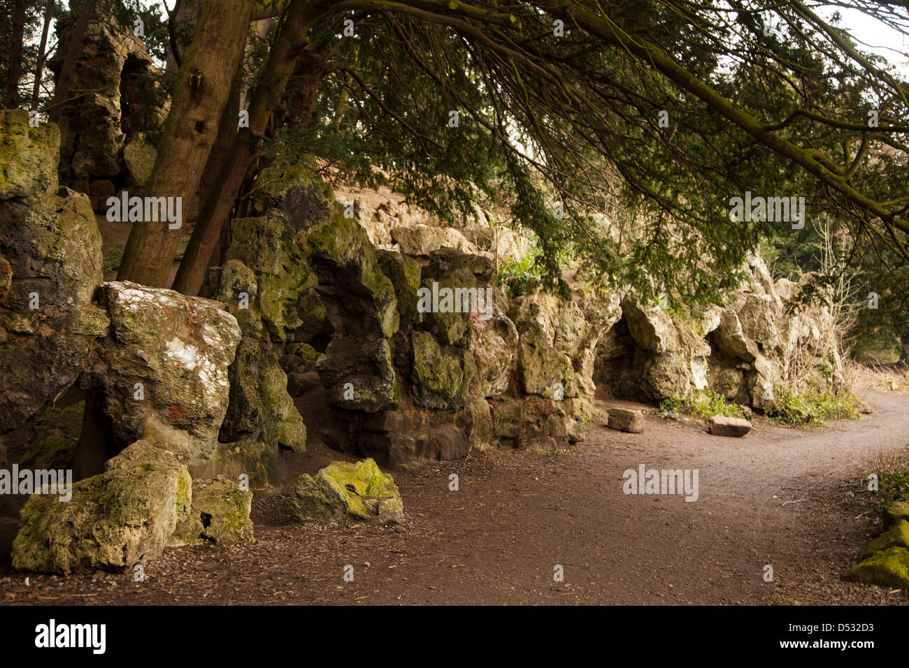 Il tufo Rockery: Elvaston Castle Derbyshire Foto Stock