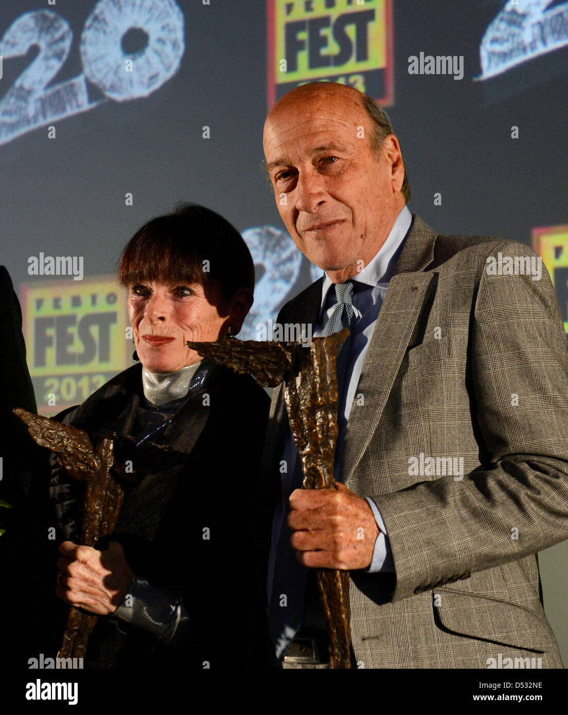 Praga, Repubblica Ceca. Il 22 marzo 2103. Actrice americano Geraldine Chaplin ed il produttore britannico Richard Lester sono state date le Kristian Award per il suo contributo alla cinematografia mondiale, Praga, Repubblica Ceca venerdì 22 marzo, 2013. (CTK foto/Michal Krumphanzl/Alamy Live News) Foto Stock