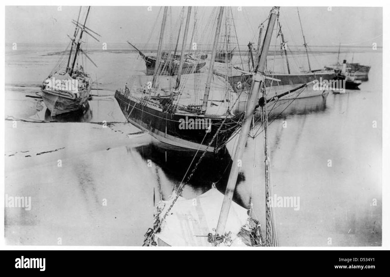 Varie navi disabili, arenarsi dopo l uragano del 1899: Dog Island, Florida Foto Stock