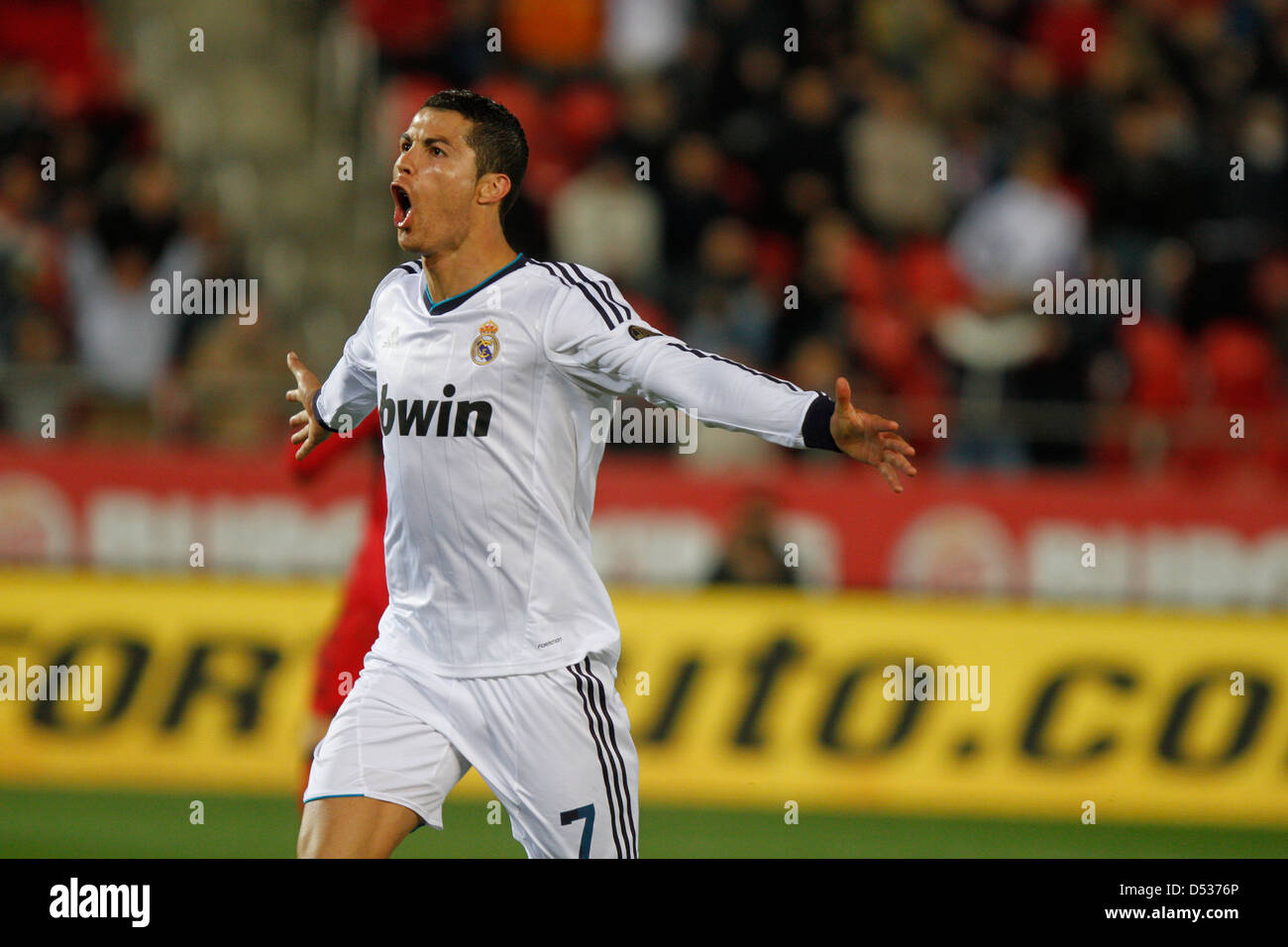 Il Real Madrid è il calciatore Cristiano Ronaldo festeggia dopo un goal Foto Stock