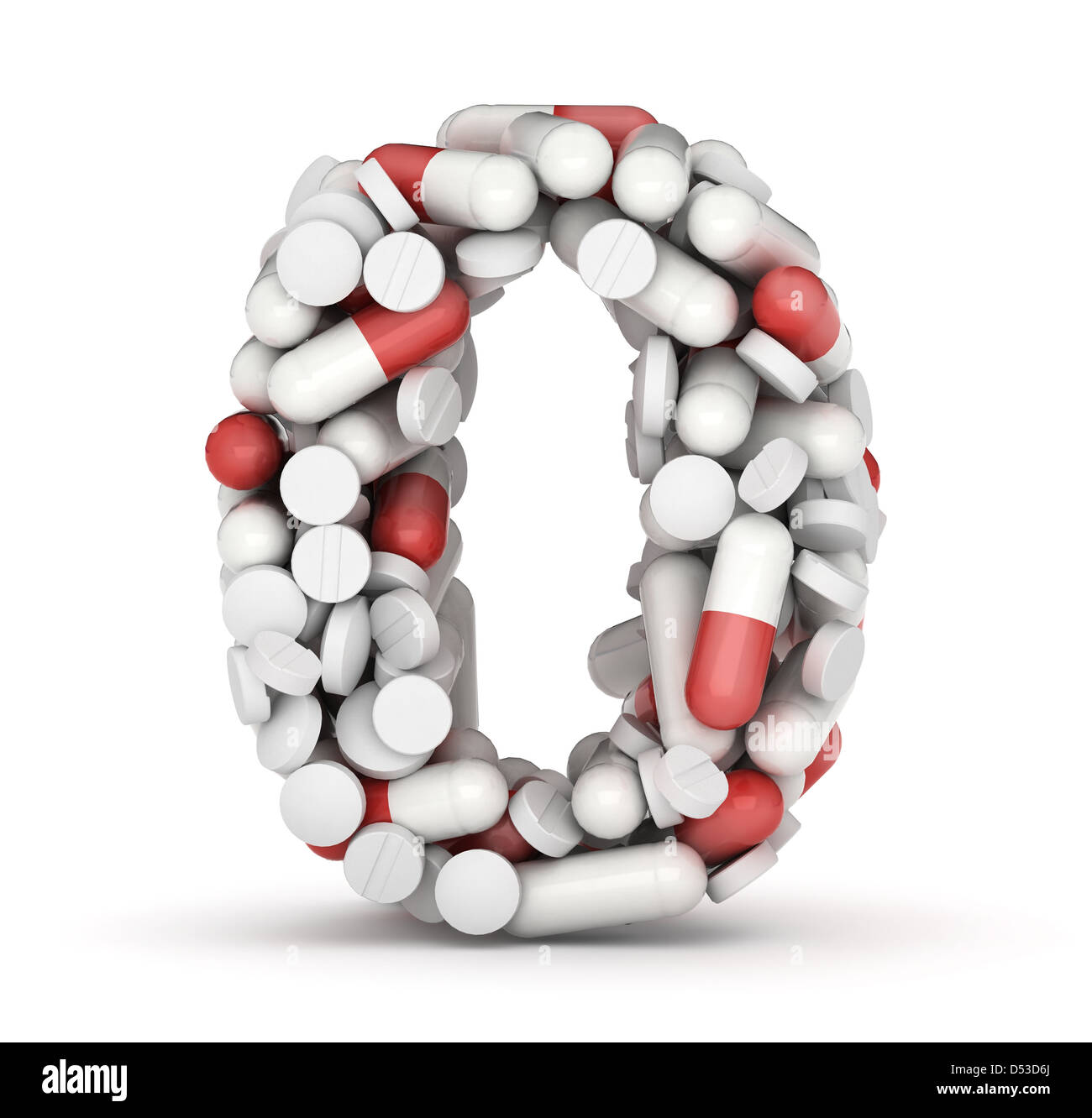 Numero 0, alfabeto di pillole medicinali Foto Stock