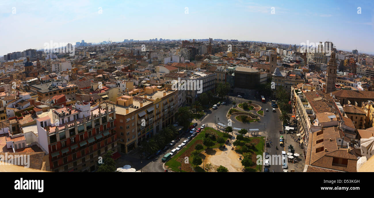 Vista aerea della Plaza de la Reina a Valencia in Spagna. Foto Stock