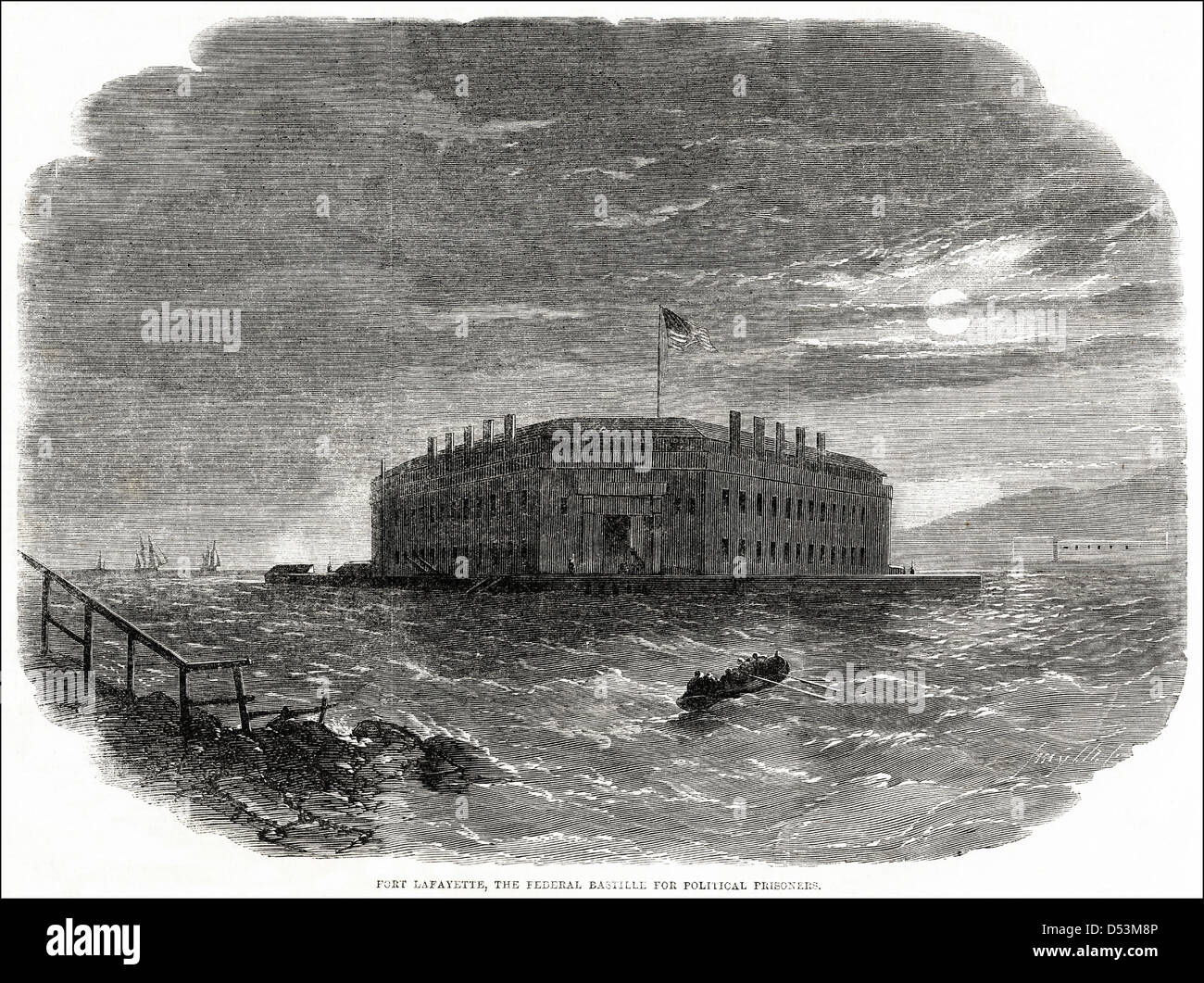 La guerra civile americana 1861 - 1865 Fort Lafayette prigione New York circa 1862. Foto Stock